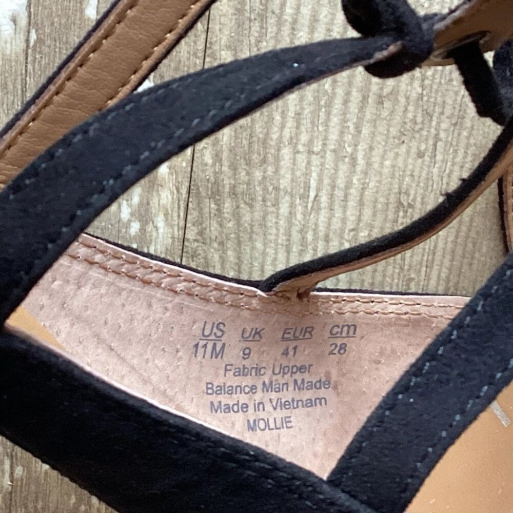 FRANCO SARTO Mollie Vegan Leather Black Wedge Sandals Women's 11 - Picture 8 of 8